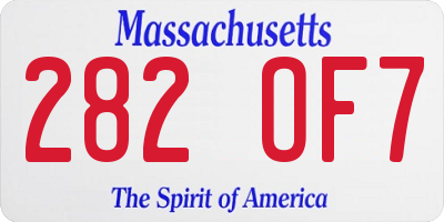 MA license plate 282OF7