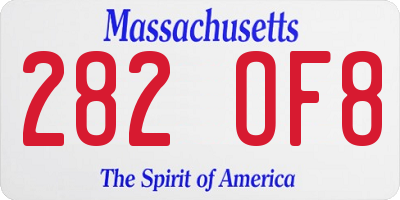 MA license plate 282OF8