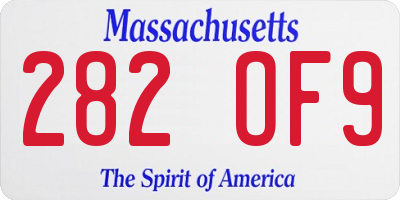 MA license plate 282OF9