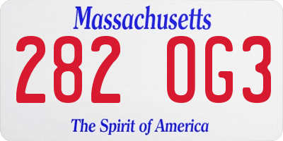 MA license plate 282OG3