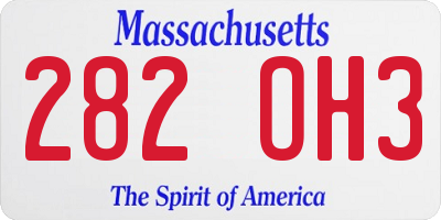 MA license plate 282OH3