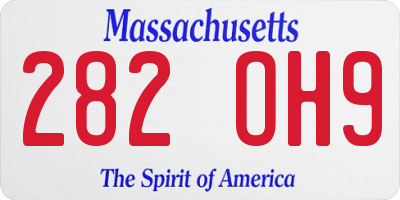 MA license plate 282OH9