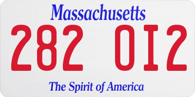 MA license plate 282OI2
