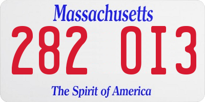 MA license plate 282OI3