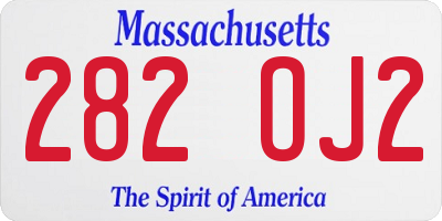 MA license plate 282OJ2
