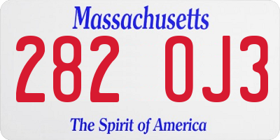 MA license plate 282OJ3