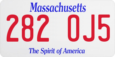 MA license plate 282OJ5