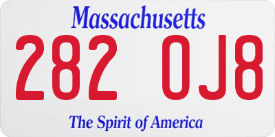 MA license plate 282OJ8