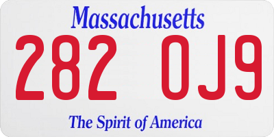 MA license plate 282OJ9