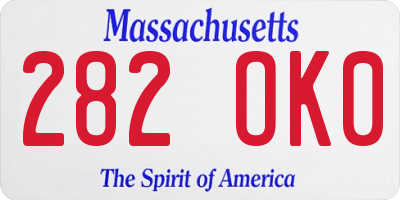 MA license plate 282OK0