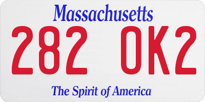 MA license plate 282OK2