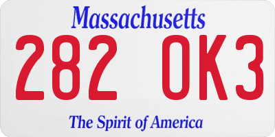 MA license plate 282OK3