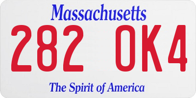 MA license plate 282OK4