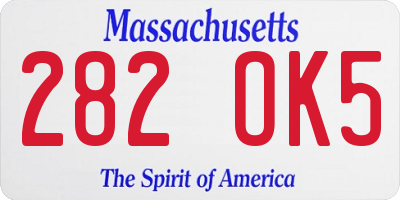 MA license plate 282OK5