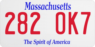 MA license plate 282OK7