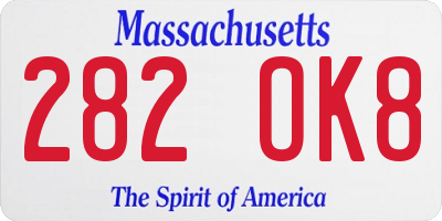 MA license plate 282OK8