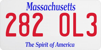 MA license plate 282OL3