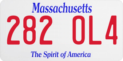 MA license plate 282OL4