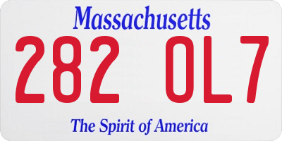 MA license plate 282OL7