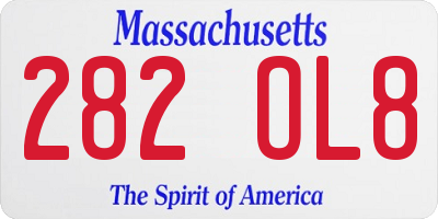 MA license plate 282OL8