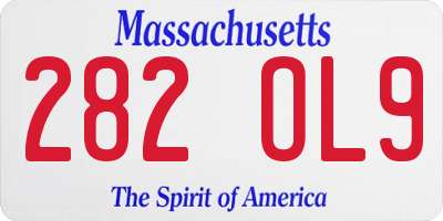 MA license plate 282OL9