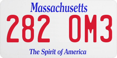 MA license plate 282OM3