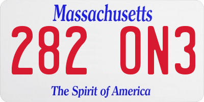MA license plate 282ON3