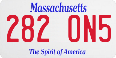 MA license plate 282ON5