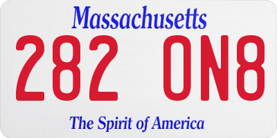 MA license plate 282ON8
