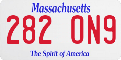 MA license plate 282ON9