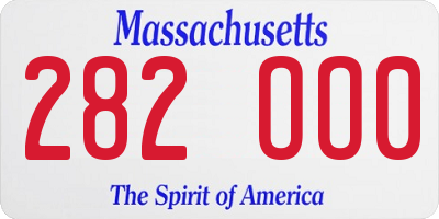 MA license plate 282OO0
