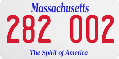 MA license plate 282OO2