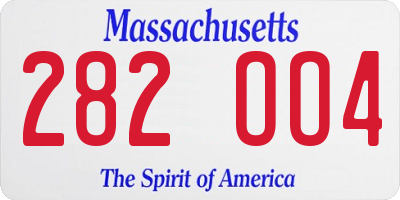 MA license plate 282OO4
