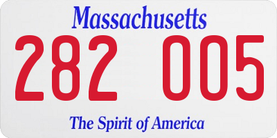 MA license plate 282OO5