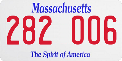 MA license plate 282OO6