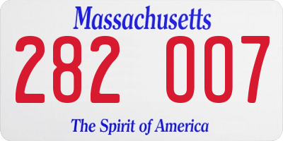 MA license plate 282OO7