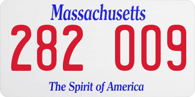 MA license plate 282OO9