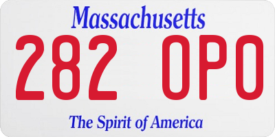 MA license plate 282OP0