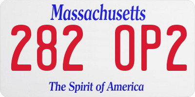 MA license plate 282OP2