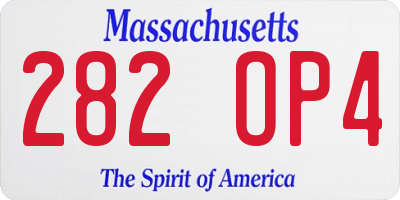 MA license plate 282OP4