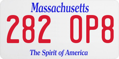 MA license plate 282OP8