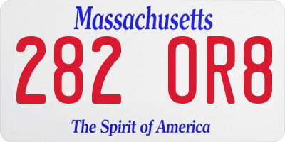 MA license plate 282OR8