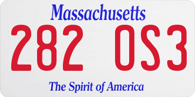 MA license plate 282OS3