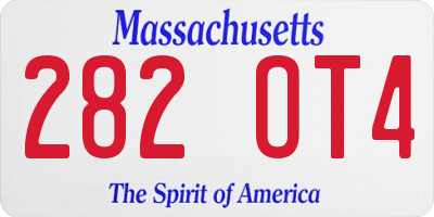 MA license plate 282OT4