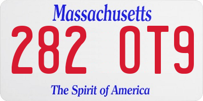 MA license plate 282OT9