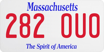 MA license plate 282OU0
