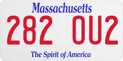 MA license plate 282OU2