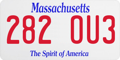 MA license plate 282OU3