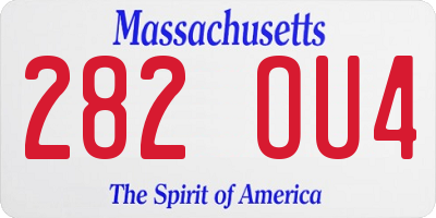 MA license plate 282OU4
