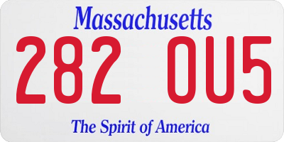 MA license plate 282OU5